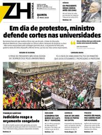 Capa do jornal Zero Hora 16/05/2019