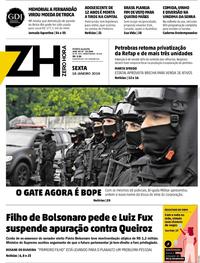 Capa do jornal Zero Hora 18/01/2019
