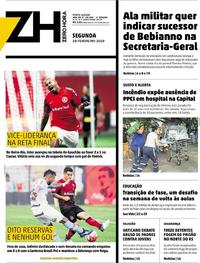 Capa do jornal Zero Hora 18/02/2019