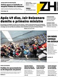 Capa do jornal Zero Hora 19/02/2019