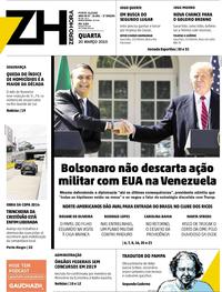 Capa do jornal Zero Hora 20/03/2019