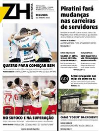 Capa do jornal Zero Hora 21/01/2019