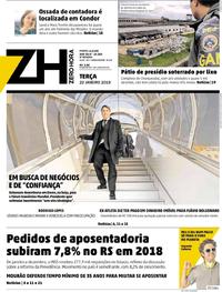 Capa do jornal Zero Hora 22/01/2019