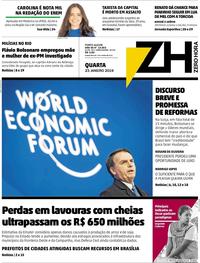 Capa do jornal Zero Hora 23/01/2019