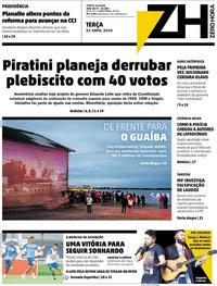 Capa do jornal Zero Hora 23/04/2019