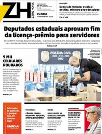 Capa do jornal Zero Hora 27/02/2019