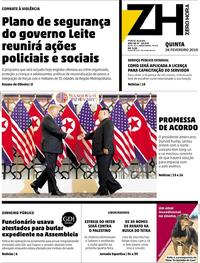 Capa do jornal Zero Hora 28/02/2019