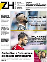 Capa do jornal Zero Hora 29/04/2019