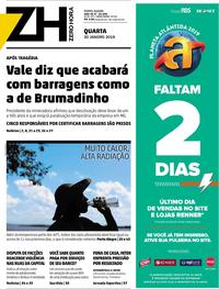 Capa do jornal Zero Hora 30/01/2019