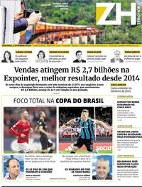 Capa do jornal Zero Hora 02/09/2019