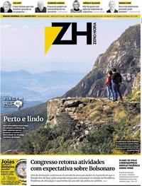 Capa do jornal Zero Hora 03/08/2019