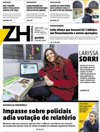 Capa do jornal Zero Hora 04/07/2019