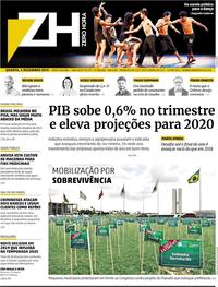 Capa do jornal Zero Hora 04/12/2019