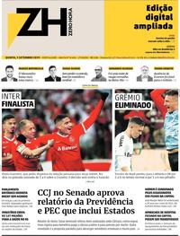 Capa do jornal Zero Hora 05/09/2019