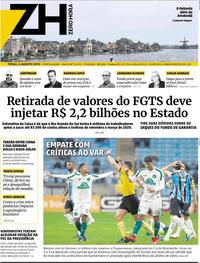 Capa do jornal Zero Hora 06/08/2019