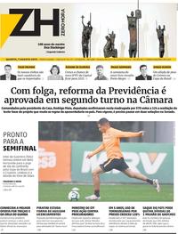 Capa do jornal Zero Hora 07/08/2019