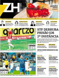 Capa do jornal Zero Hora 08/11/2019