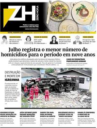 Capa do jornal Zero Hora 09/08/2019