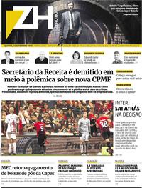Capa do jornal Zero Hora 12/09/2019