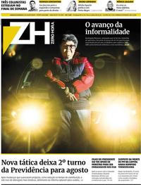 Capa do jornal Zero Hora 13/07/2019