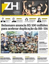 Capa do jornal Zero Hora 13/08/2019
