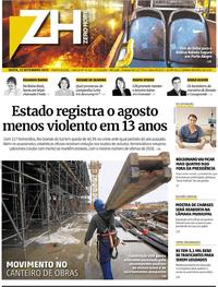 Capa do jornal Zero Hora 13/09/2019