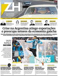 Capa do jornal Zero Hora 15/08/2019
