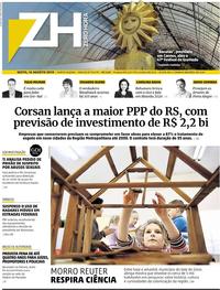 Capa do jornal Zero Hora 16/08/2019