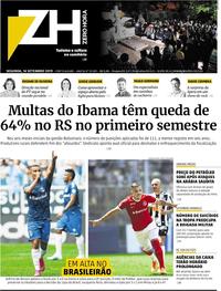 Capa do jornal Zero Hora 16/09/2019