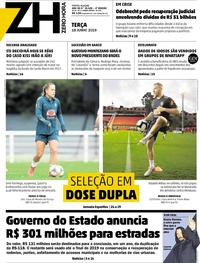 Capa do jornal Zero Hora 18/06/2019