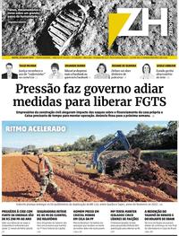 Capa do jornal Zero Hora 19/07/2019