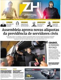 Capa do jornal Zero Hora 19/12/2019