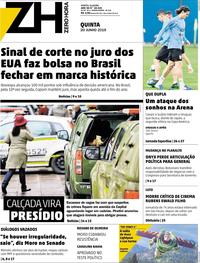 Capa do jornal Zero Hora 20/06/2019