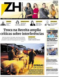 Capa do jornal Zero Hora 20/08/2019