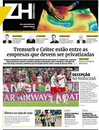 Capa do jornal Zero Hora 22/08/2019