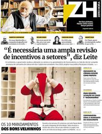 Capa do jornal Zero Hora 24/12/2019