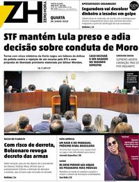 Capa do jornal Zero Hora 26/06/2019