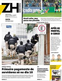 Capa do jornal Zero Hora 28/06/2019
