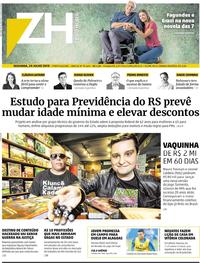 Capa do jornal Zero Hora 29/07/2019