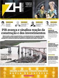 Capa do jornal Zero Hora 30/08/2019