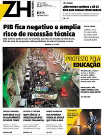 Capa do jornal Zero Hora 31/05/2019