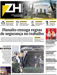 Capa do jornal Zero Hora 31/07/2019