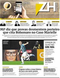 Capa do jornal Zero Hora 31/10/2019