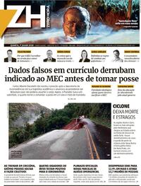 Capa do jornal Zero Hora 01/07/2020