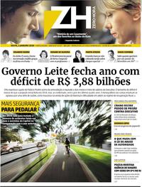Capa do jornal Zero Hora 03/01/2020