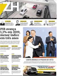 Capa do jornal Zero Hora 05/03/2020