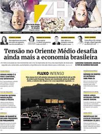 Capa do jornal Zero Hora 06/01/2020