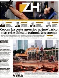 Capa do jornal Zero Hora 07/05/2020