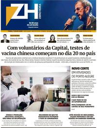 Capa do jornal Zero Hora 08/07/2020