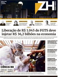 Capa do jornal Zero Hora 09/04/2020